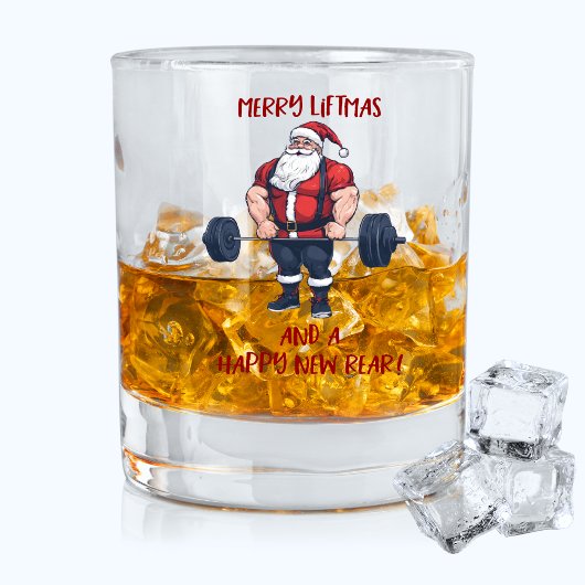 Funny Fitness Christmas Liftmas Barbell Santa Pun Whiskyglas
