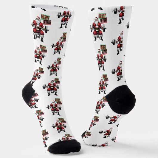 Funny Fitness Christmas Liftmas Barbell Santa Socken (Gewinkelt)