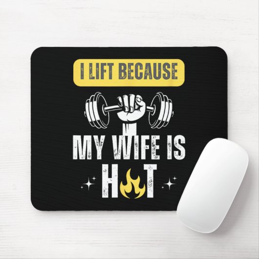 Funny Fitness Gym Rat I Lift Because My Wife Is Ho Mousepad (Mit Mouse)