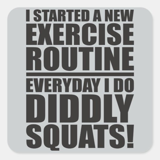 Funny Fitness Quadratischer Aufkleber (Vorderseite)