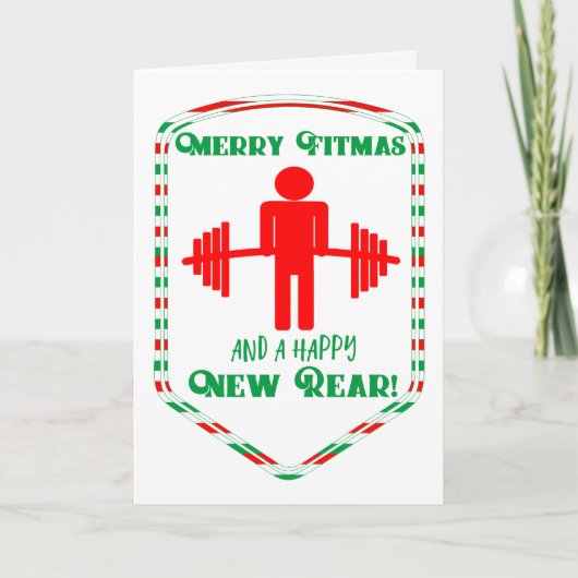 Funny Fitness Themed Christmas Card Feiertagskarte (Vorderseite)