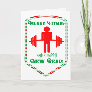 Funny Fitness Themed Christmas Card Feiertagskarte