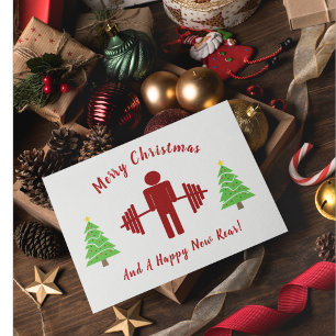 Funny Fitness Themed Christmas Card Feiertagskarte