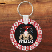 Funny Fitness Themed Weihnachts-Fitness-Trainer Schlüsselanhänger (Vorderseite)