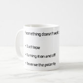 Funny Fix It duct Tape Reverse Polarity Text Kaffeetasse (Vorderseite Links)