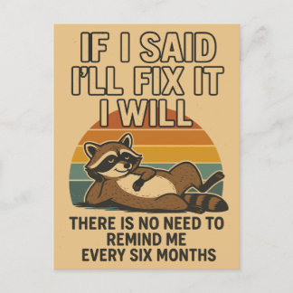 Funny Fix Zitat mit Raccoon Feiertagspostkarte