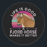 Funny Fjord Pferdegeschenk Runder Aufkleber<br><div class="desc">Ein wunderschönes Fjord Pferdedesign für Frauen,  Männer,  Jungen und Mädchen. Ein Motiv für alle,  die Pferde und insbesondere Haflinger Lieben. Das Design eignet sich als Geschenk für Pferdefreunde.</div>