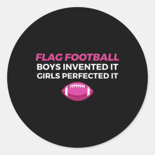 Funny Flag Football Girl 1 Runder Aufkleber