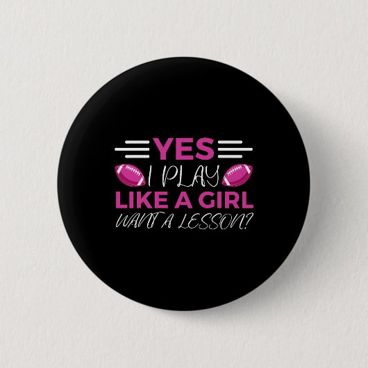 Funny Flag Football Girl Button (Vorderseite)