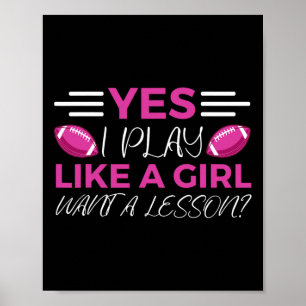 Funny Flag Football Girl Poster