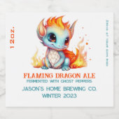 Funny Flaming Baby Dragon Home Brew Beer Bierflaschenetikett (Einzelnes Label)