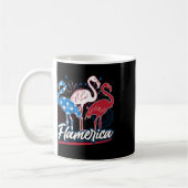 Funny Flamingo 4. Juli Patriotische amerikanische Kaffeetasse (Links)