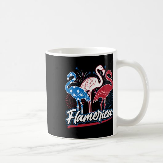 Funny Flamingo 4. Juli Patriotische amerikanische Kaffeetasse (Rechts)
