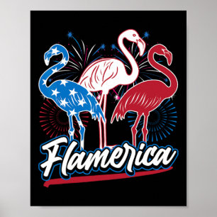 Funny Flamingo 4. Juli Patriotische amerikanische  Poster