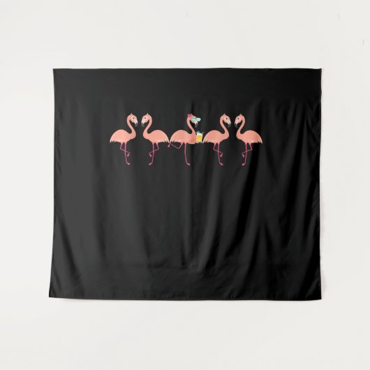 Funny Flamingo Bachelor Party Cocktail Lover Wandteppich (Vorderseite (Horizontal))