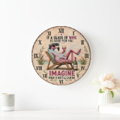 Funny Flamingo Beach Große Wanduhr (Zuhause)