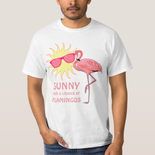 Funny Flamingo Beach Wettervorhersage T-Shirt (Vorderseite)