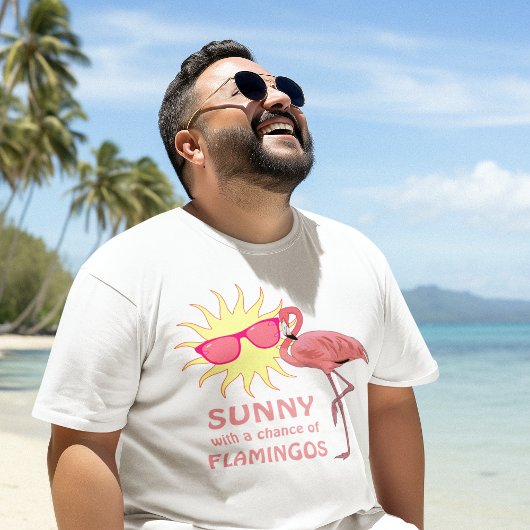 Funny Flamingo Beach Wettervorhersage T-Shirt