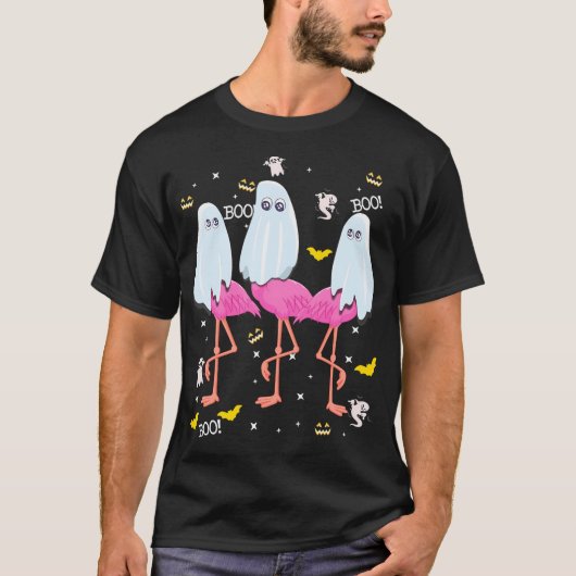 Funny Flamingo Boo Halloween-Party T-Shirt (Vorderseite)