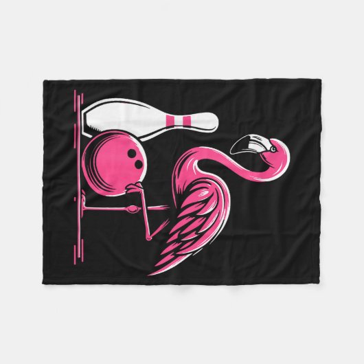Funny Flamingo Bowling N Bowl Bowler  Fleecedecke (Vorderseite (Horizontal))