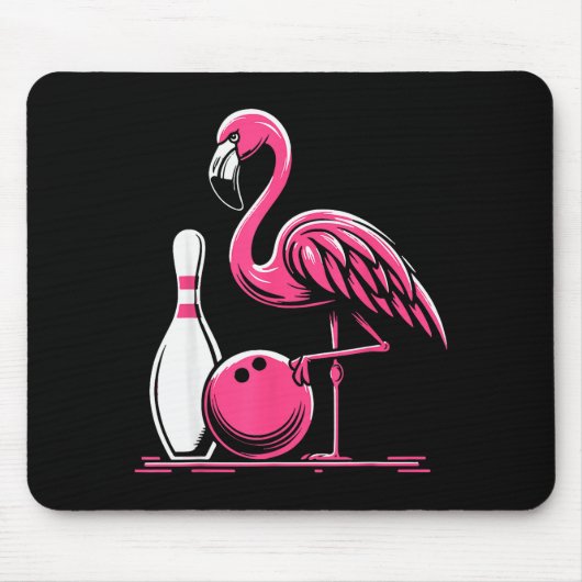 Funny Flamingo Bowling N Bowl Bowler Mousepad (Vorne)