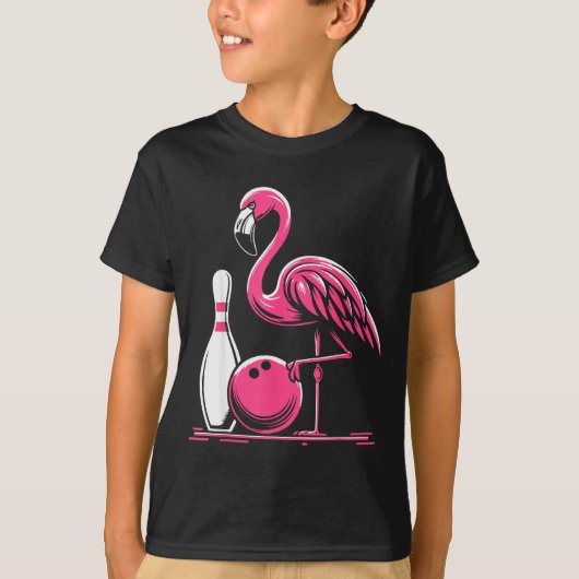 Funny Flamingo Bowling N Bowl Bowler  T-Shirt (Vorderseite)