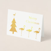Funny Flamingo Christmas Folienkarte (Vorderseite)