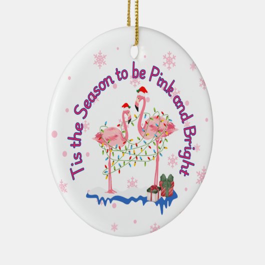 Funny Flamingo Christmas Keramik Ornament (Rechts)
