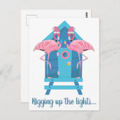 Funny Flamingo Christmas Lights Beach Hütte Postkarte (Vorne/Hinten)