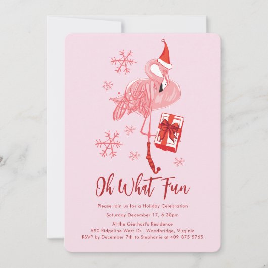 Funny Flamingo Christmas Party Einladung (Vorderseite)