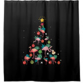 Funny Flamingo Christmas Tree Duschvorhang (Vorderseite)