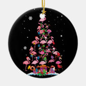 Funny Flamingo Christmas Tree Keramik Ornament (Vorne)