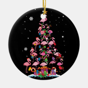 Funny Flamingo Christmas Tree Keramik Ornament