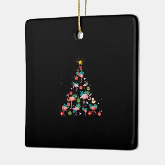 Funny Flamingo Christmas Tree Keramikornament (Links)