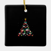 Funny Flamingo Christmas Tree Keramikornament (Vorderseite)