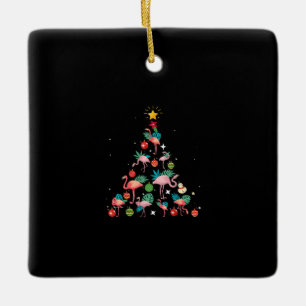 Funny Flamingo Christmas Tree Keramikornament