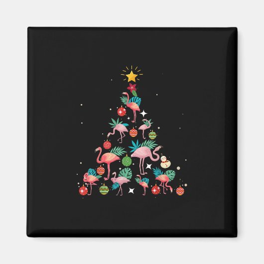 Funny Flamingo Christmas Tree Magnet (Vorne)