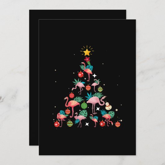 Funny Flamingo Christmas Tree Save The Date (Vorne/Hinten)