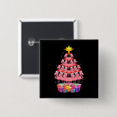 Funny Flamingo Christmas TreeGift T-Shirt Button (Vorne & Hinten)