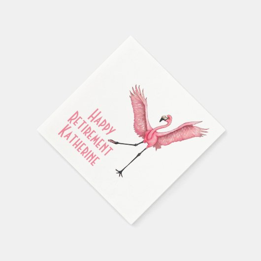 Funny Flamingo Custom Retirement Party Serviette (Ecke)
