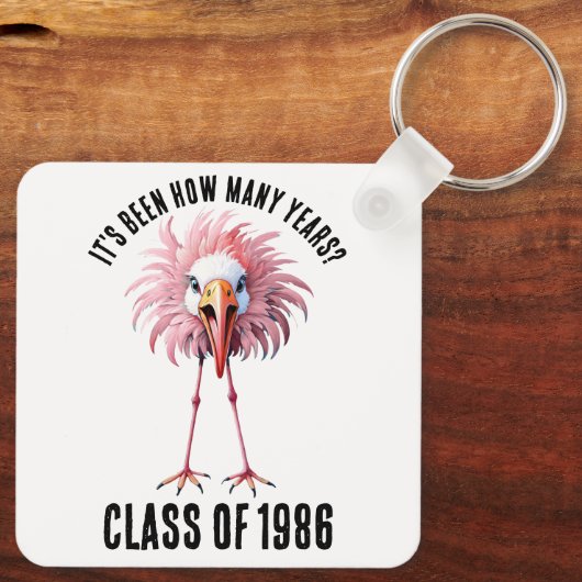 Funny Flamingo Custom School Class Wiedersehen Schlüsselanhänger (Rückseite)