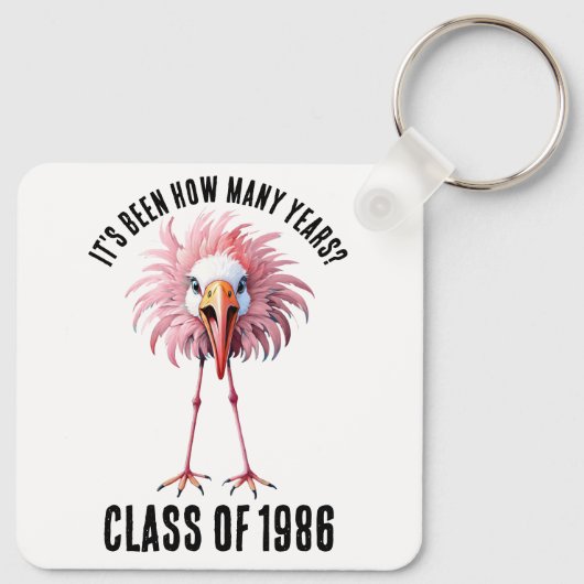 Funny Flamingo Custom School Class Wiedersehen Schlüsselanhänger (Rückseite)