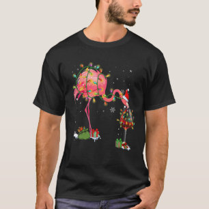 Funny Flamingo Drink Wein Weihnachten Weihnachten  T-Shirt