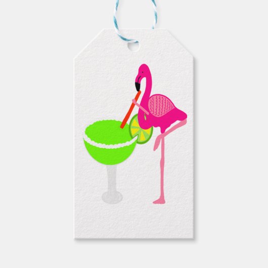 Funny Flamingo Drinken a Margarita Geschenkanhänger (Vorderseite)