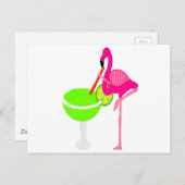 Funny Flamingo Drinken a Margarita Postkarte (Vorne/Hinten)