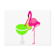 Funny Flamingo Drinken a Margarita