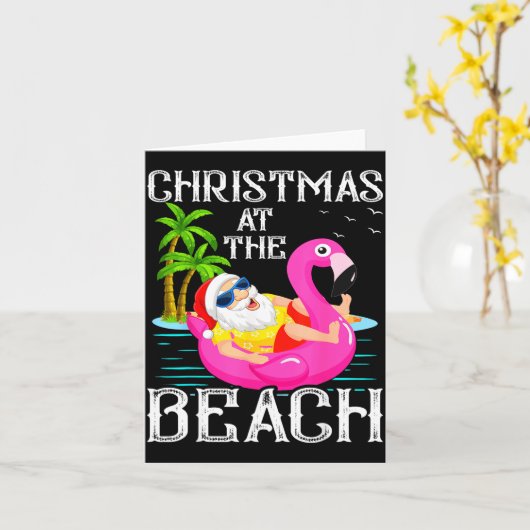 Funny Flamingo Float Santa Claus Christmas At The Karte (Gelbe Blume)