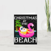 Funny Flamingo Float Santa Claus Christmas At The Karte (Vorderseite)