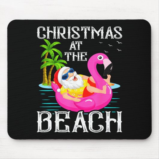Funny Flamingo Float Santa Claus Christmas At The Mousepad (Vorne)