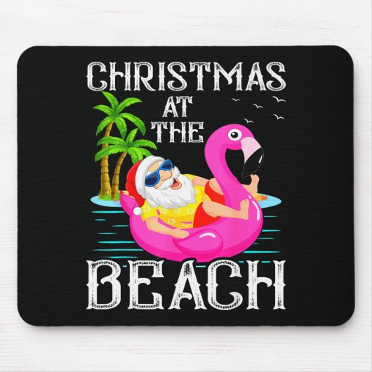Funny Flamingo Float Santa Claus Christmas At The  Mousepad (Vorne)